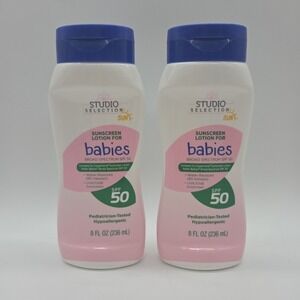 NEW Lot of 2 Studio Selection SPF 50 Sunscreen Lotion For Babies Exp 11/26 8oz